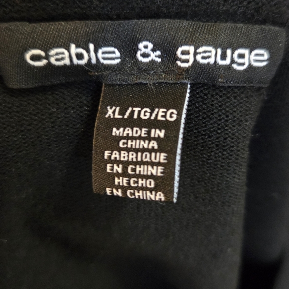 Cable & Gauge Black Scalloped Neck Sweater with Sheer Sleeve Size XL - Picture 7 of 7